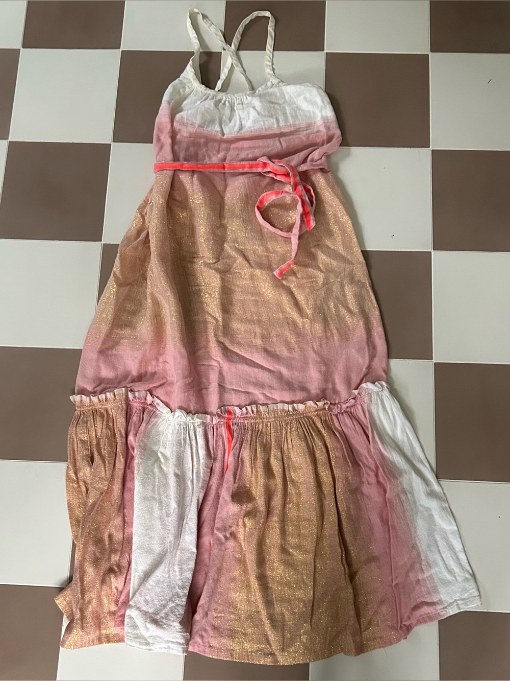 Lemlem Tila Sun Dress Pink Metallic Stripe Maxi Dress Small - Picture 4 of 10